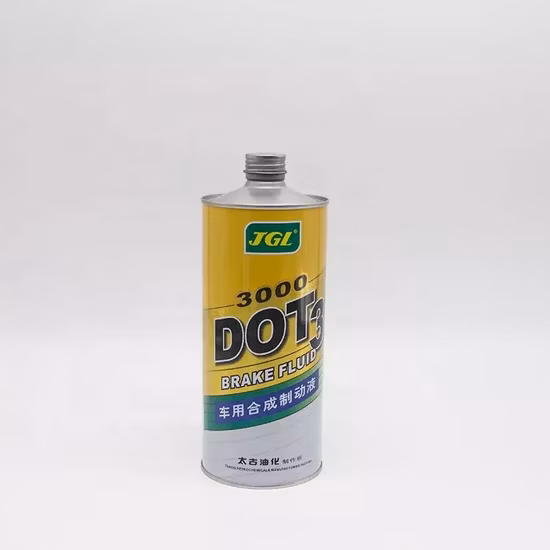 Manufacturer 1L Round Engine Oil Can Brake Fluid Tin Can with Conical Top High Quality Lubricants Oil Tin Cans Customized Metal Motor Oil Tin Can Packaging