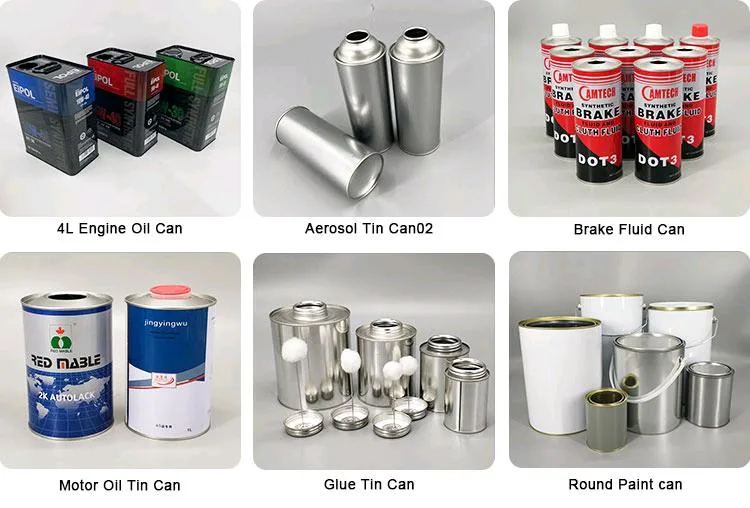 4 Liter F-Style Square Motor Oil Tin Cans, Rectangular Tin Box with Plastic Spout Cap China Manufacturer