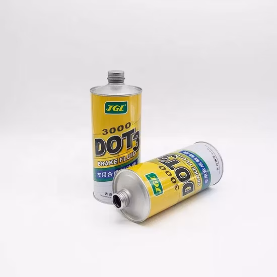 Manufacturer 1L Round Engine Oil Can Brake Fluid Tin Can with Conical Top High Quality Lubricants Oil Tin Cans Customized Metal Motor Oil Tin Can Packaging