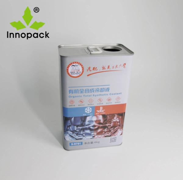 4L Empty Motor Engine Oil Tin Can Rectangle Metal Can with Pourer Cap/Finger Pressure Cover/Lid