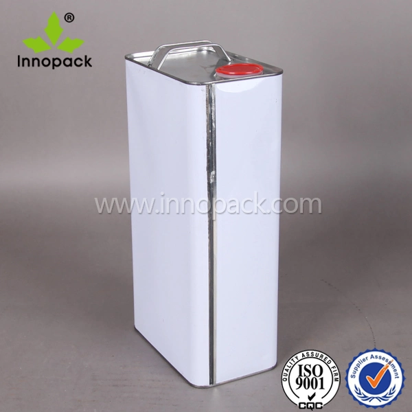 5L White Paint Tin with Plastic Screw Cap with Sealing Plug for Lubricant Oil