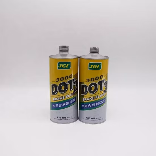 Manufacturer 1L Round Engine Oil Can Brake Fluid Tin Can with Conical Top High Quality Lubricants Oil Tin Cans Customized Metal Motor Oil Tin Can Packaging