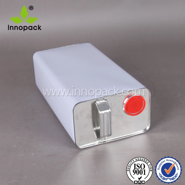 5L White Paint Tin with Plastic Screw Cap with Sealing Plug for Lubricant Oil