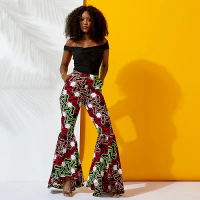 Top Sale African Style Women Fashion Casual Flared Trousers Irregular Bottom