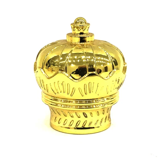 Ready for Production Luxury Crown Shape Cheap Gold Zamak Heavy Metal Locking Type Screw Cap Glass Perfume Bottle Caps