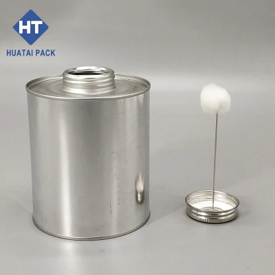 16oz Empty Round Metal Custom Tin Can, 473ml PVC Glue Monotop Tins with 1
