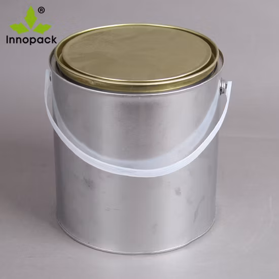 1L Round Tin Pail with Sealed Lid and Plastic Handle for Paint Use