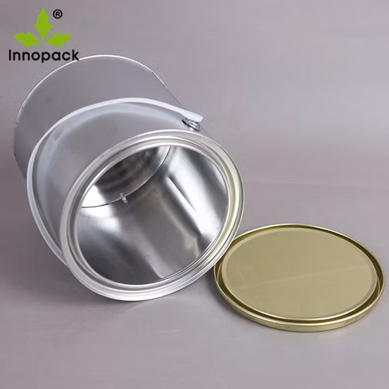1L Round Tin Pail with Sealed Lid and Plastic Handle for Paint Use