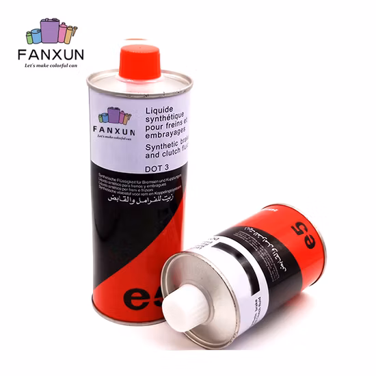 Printed Logo Metal Motor Oil Tin Can Packaging High Quality Lubricants Oil Tin Cans Round Engine Oil Cans Brake Fluid Can