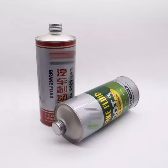 Modern High Quality Metal Motor Oil Tin Can Packaging Empty Lubricants Oil Tin Cans Round Engine Oil Can Brake Fluid Cans