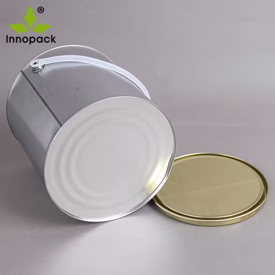 1L Round Tin Pail with Sealed Lid and Plastic Handle for Paint Use